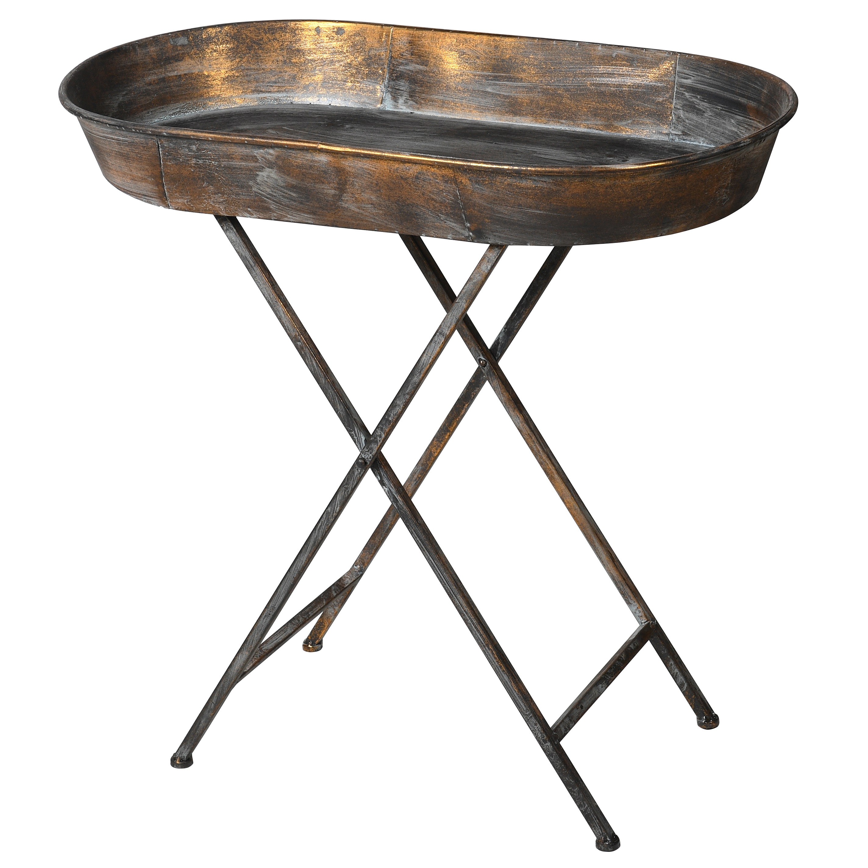 Distressed Gold Tray Table