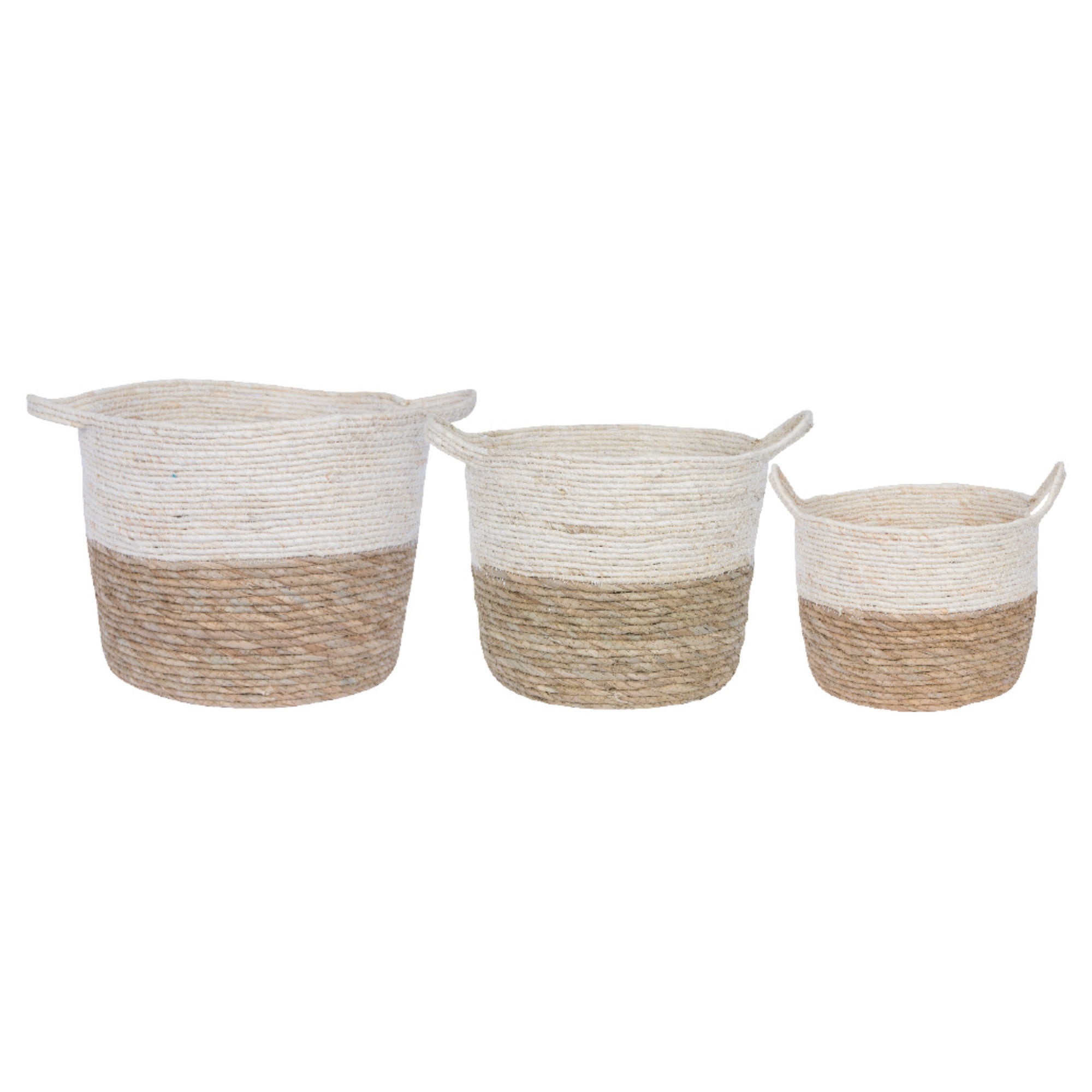 Set of 3 Wicker Two Tone Baskets