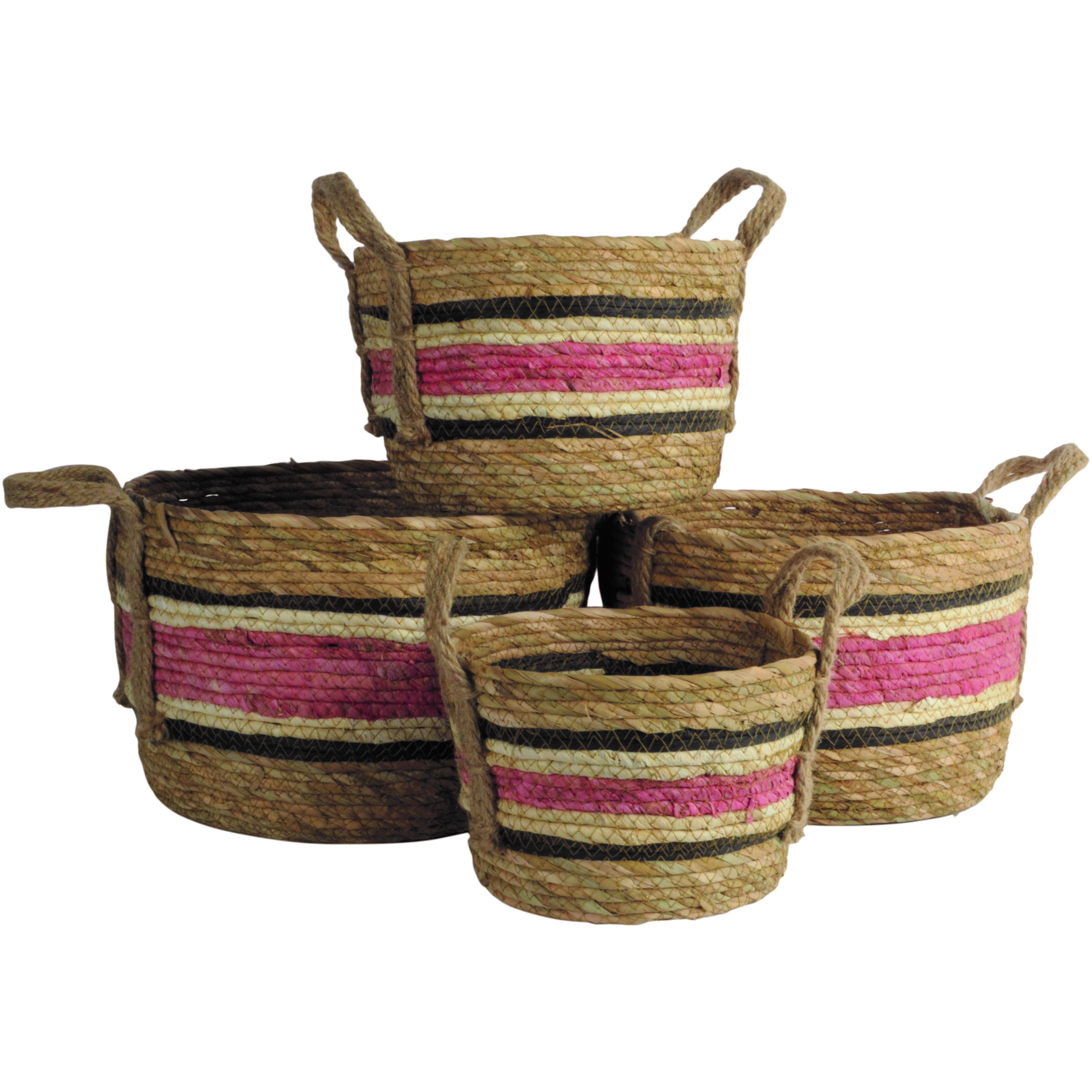 NEW! Set of Four Baskets with Rose Stripe